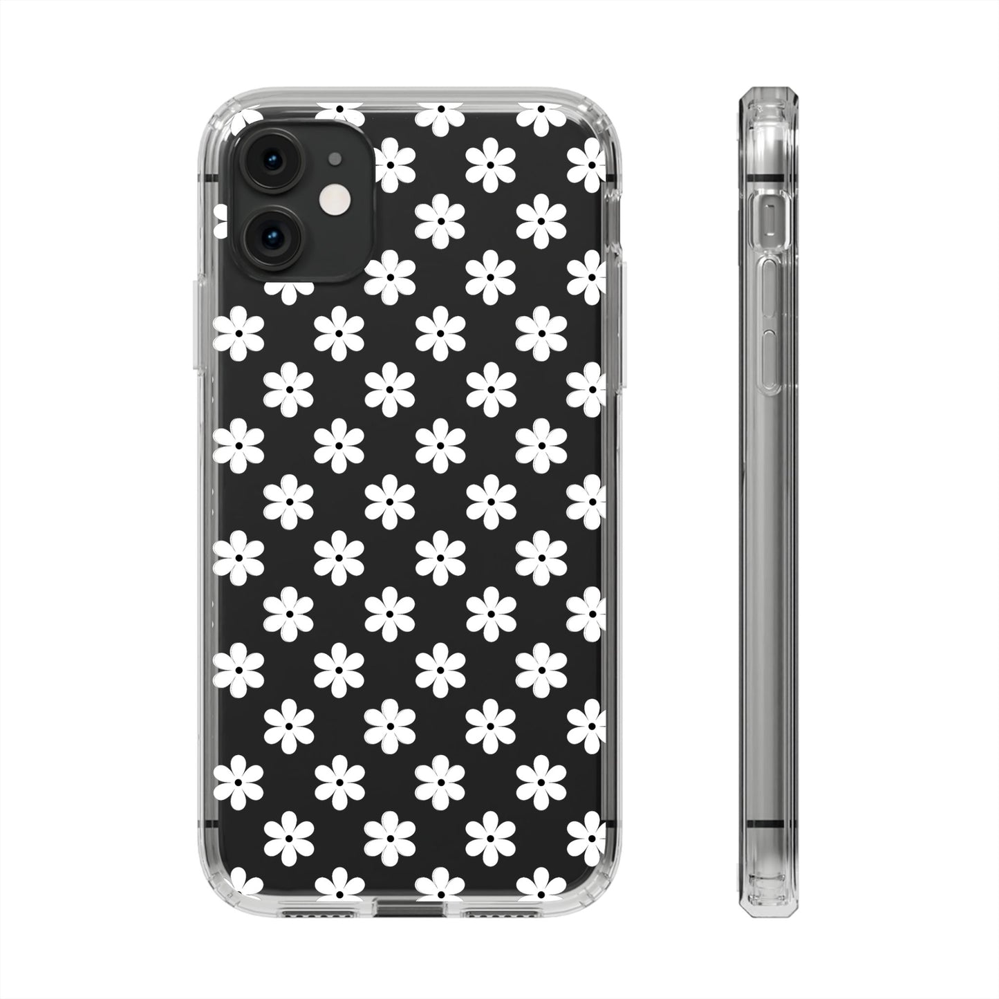 White Floral #222 Clear Cases