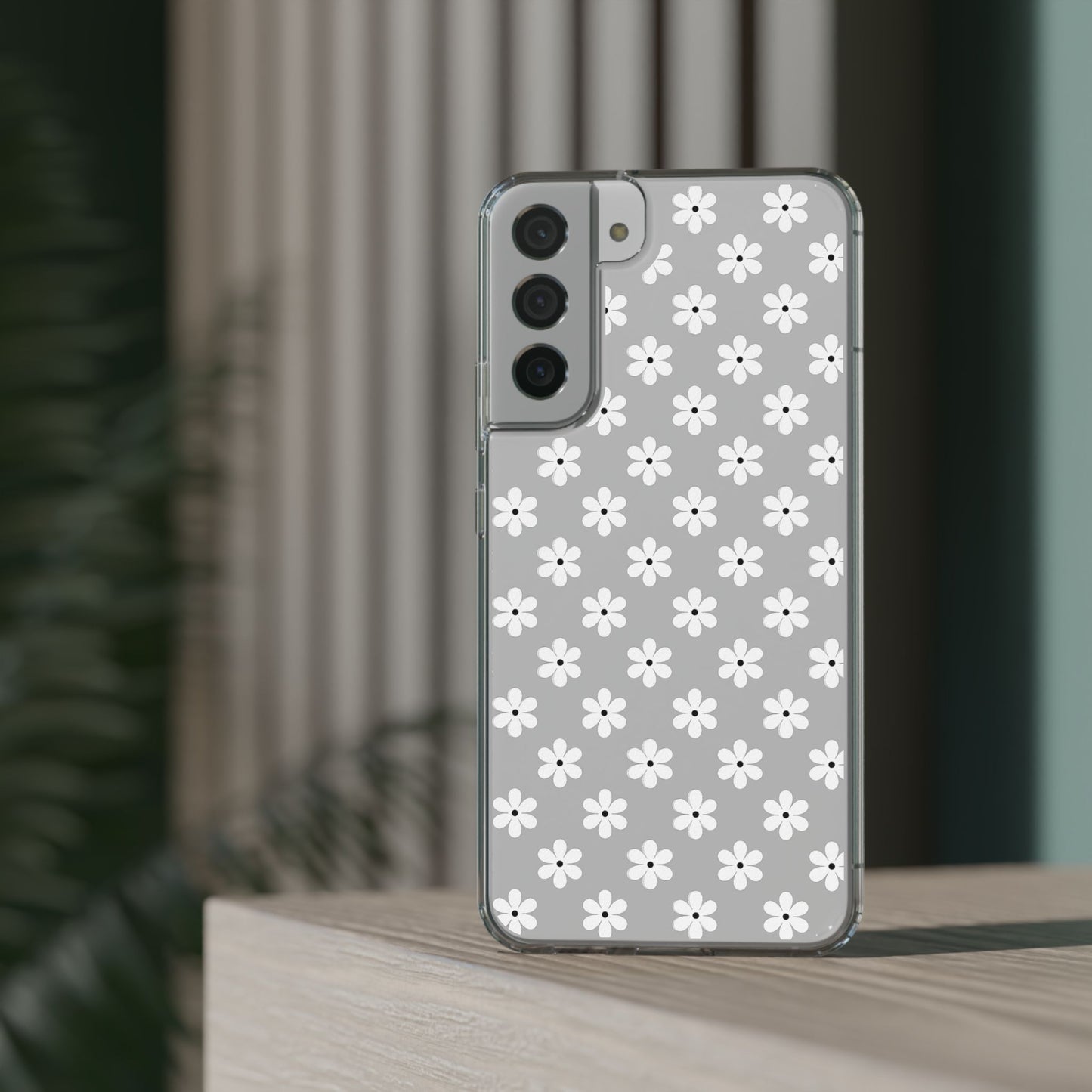 White Floral #222 Clear Cases